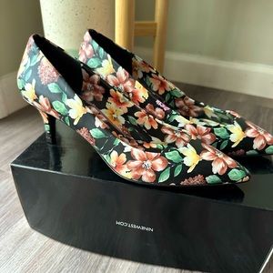Floral Nine West kitten heels
